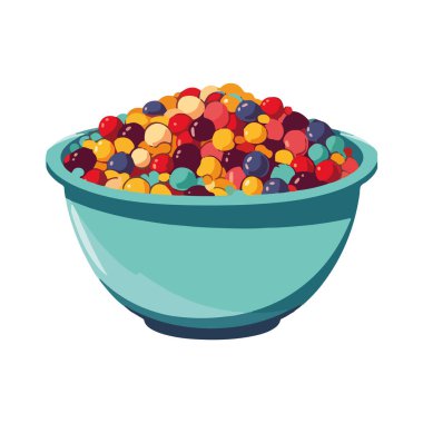 Tatlı bir sepet tasarım ikonunda taze şekerler izole edilmiş.