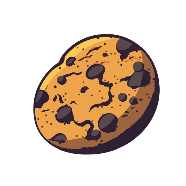 Gourmet Icône Cookie Chocolat Sucré Isolé — Image vectorielle