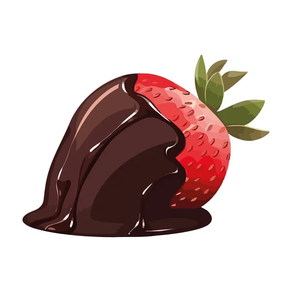 Frisches Erdbeer Dessert Gourmet Schokoladen Ikone Isoliert — Stockvektor
