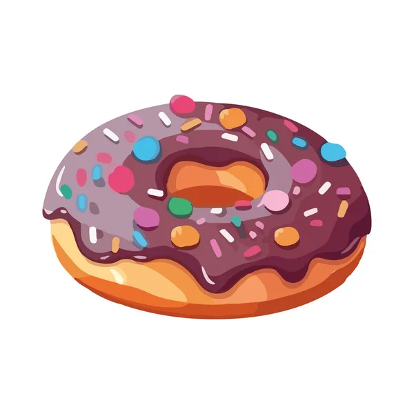 Donut Gourmet Avec Icône Décoration Glaçante Chocolat Isolé — Image vectorielle