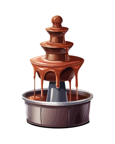 Fonte Chocolate Gourmet Com Ícone Cobertura Creme Isolado — Vetor de Stock
