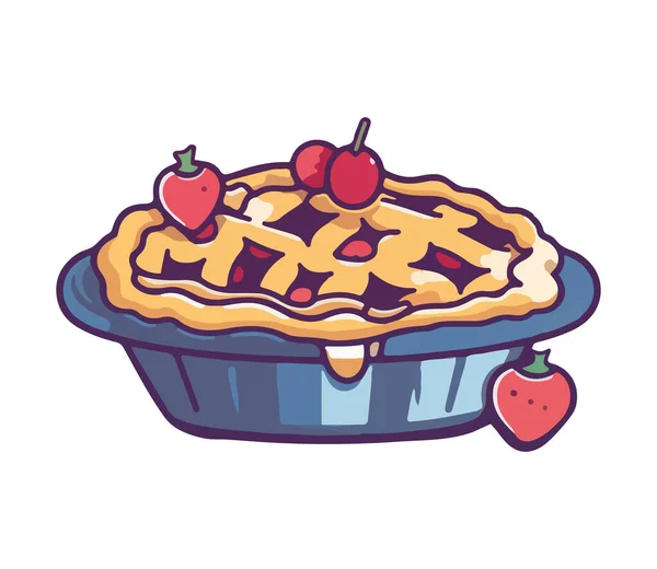 Γλυκό Πίτα Μούρο Ψημένο Φρέσκο Εικονίδιο Φράουλες Απομονωμένο — Διανυσματικό Αρχείο