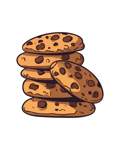 Domácí Cookies Pečené Ikonou Čokoládových Lupínků Izolované — Stockový vektor