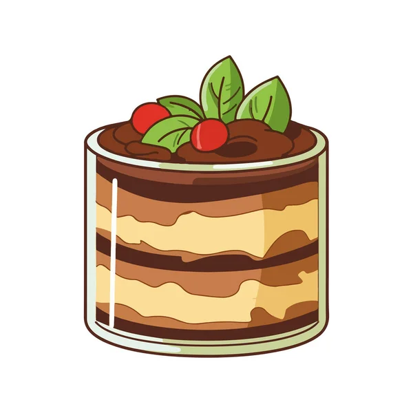 Gâteau Fromage Aux Baies Sucrées Avec Icône Chocolat Crème Isolé — Image vectorielle