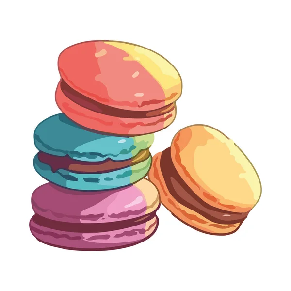 Gourmet Macaroon Dessert Stack Sweet Icon Isolated — Stock Vector