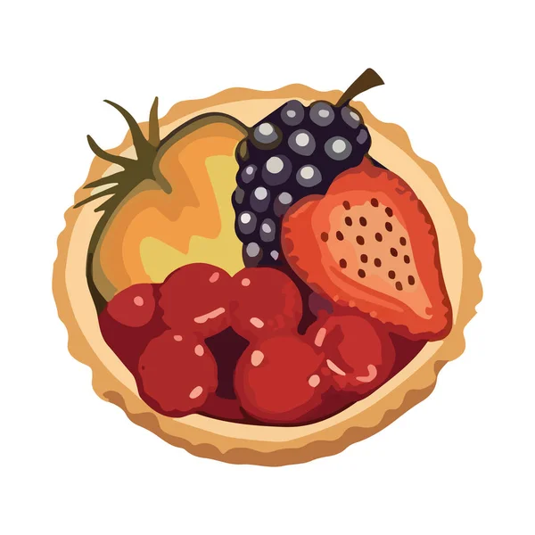 Frutas Orgánicas Frescas Pastel Dulce Postre Icono Aislado — Archivo Imágenes Vectoriales