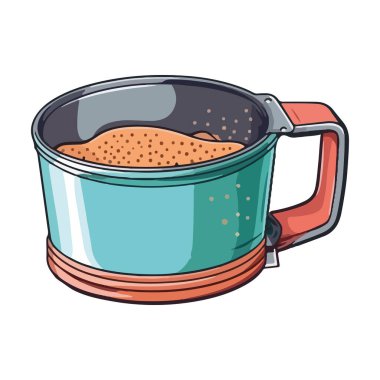 El ele tutuşan gurme kahve kupası simgesi izole edildi