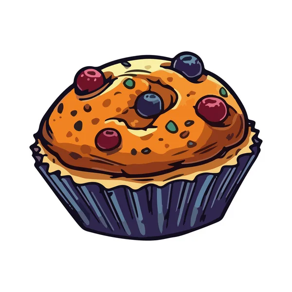 Doux Pâtisserie Illustration Cupcake Icône Isolé — Image vectorielle