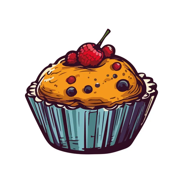 Χειροποίητο Gourmet Cupcake Φρούτα — Διανυσματικό Αρχείο