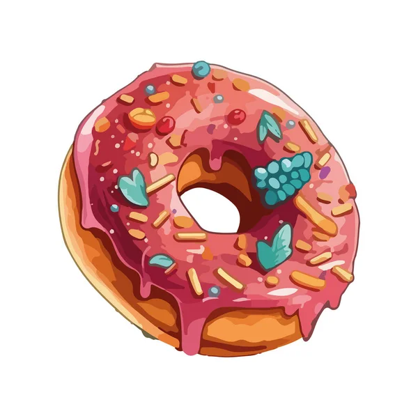 Süße Donut Dessert Ikone Design Isoliert — Stockvektor