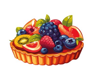 Taze böğürtlen ve krema ikonlu tatlı turta.