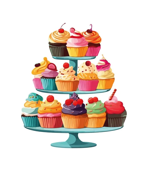 Süße Feier Mit Gourmet Cupcakes Und Süßigkeiten Ikone — Stockvektor