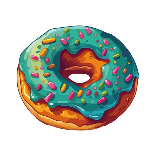 Süße Donut Mit Zuckerguss Und Dekoration Symbol Isoliert — Stockvektor