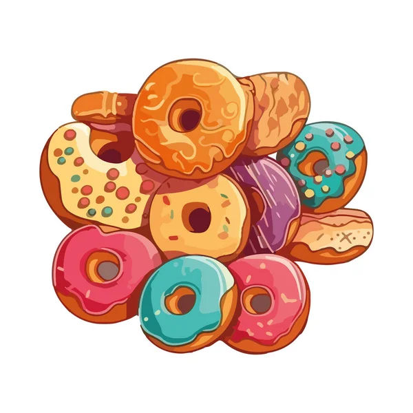 Süße Donuts Dessert Essen Ikone Isoliert — Stockvektor