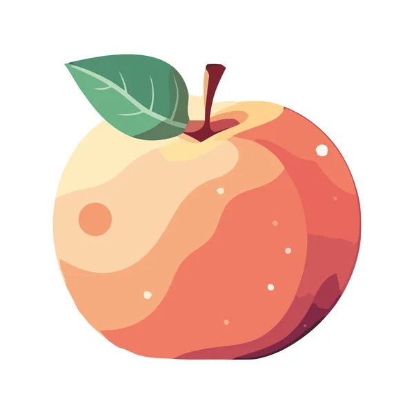 Saftige Apfel Und Blatt Natur Ikone Isoliert — Stockvektor
