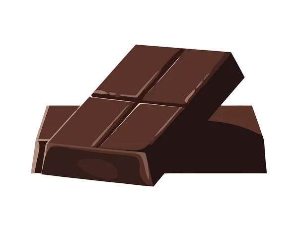 Barra Chocolate Escuro Ícone Lanche Doce Isolado —  Vetores de Stock