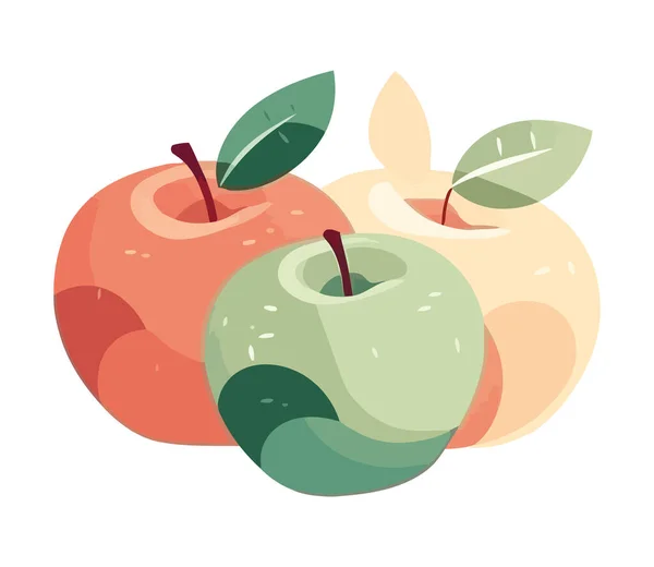 Sappige Appels Symboliseren Natuur Zoet Pictogram Geïsoleerd — Stockvector
