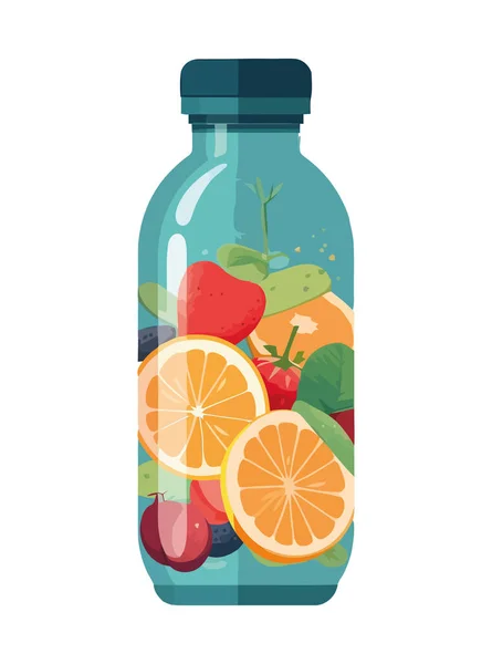 在有机夏季瓶图标中分离新鲜柑橘类鸡尾酒 — 图库矢量图片