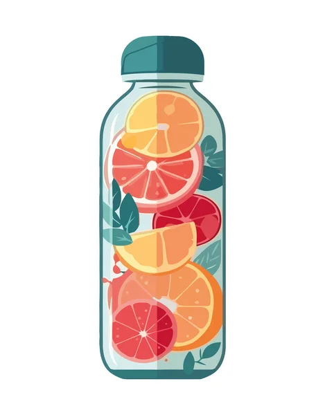Verse Citrus Cocktail Een Pot Verfrissende Zomer Drankje Icoon Geïsoleerd — Stockvector