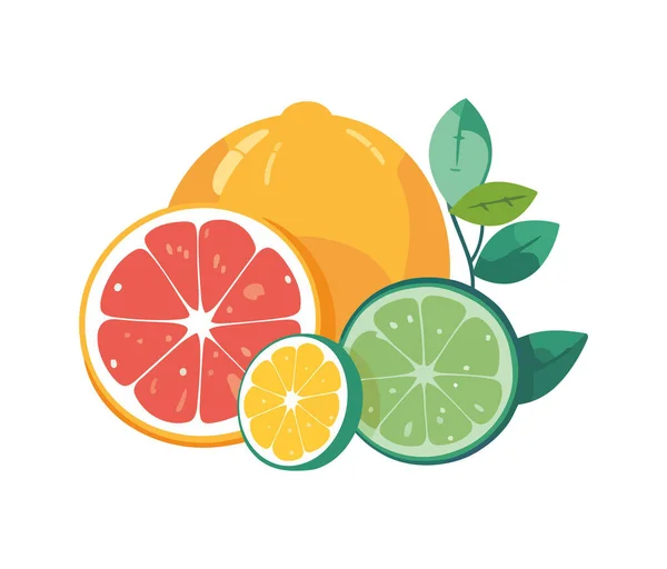 多汁柑橘类水果象征着健康的夏季食用图标隔离 — 图库矢量图片