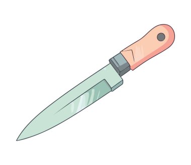 Keskin çelik bıçak, elde tutuş Tehlike simgesi izole