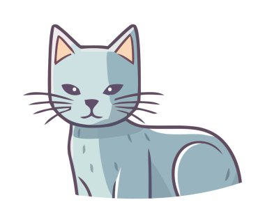 Sevimli çizgi film kedisi yalnız başına oturmuş aşk ikonu izliyor.