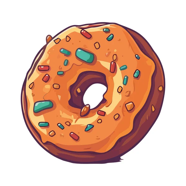 Süßer Donut Mit Streuseln Symbol Isoliert — Stockvektor