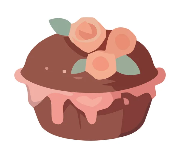 Χαριτωμένο Διάνυσμα Cupcake Σοκολάτα — Διανυσματικό Αρχείο