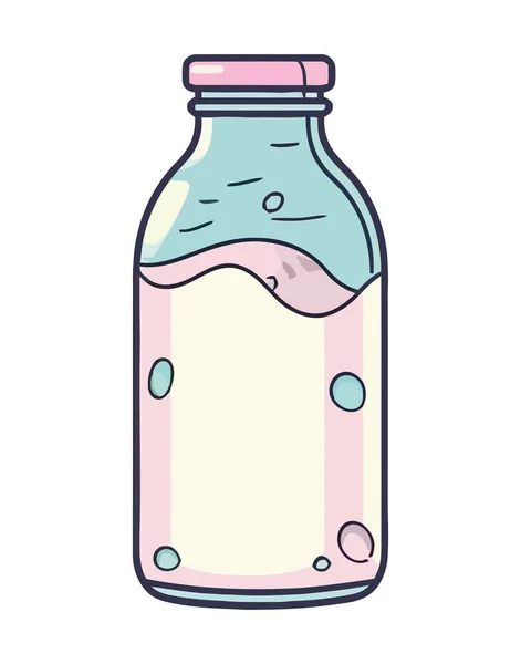 Čerstvé Organické Mléko Skleněné Láhvi Ilustrační Ikona Izolované — Stockový vektor
