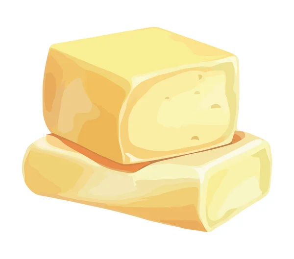 新鮮な有機チーズスライス 完璧な前菜スナックアイコン孤立 — ストックベクタ