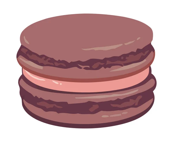 Macarons Chocolat Fait Maison Cuits Avec Icône Amour Isolé — Image vectorielle
