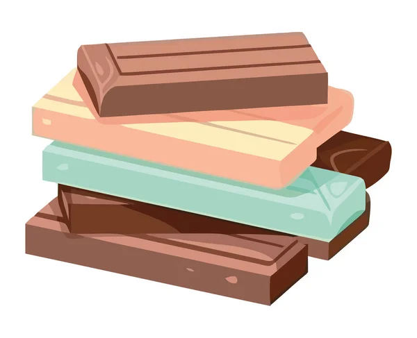 Stapel Chocolade Bars Snoep Pictogram Geïsoleerd — Stockvector