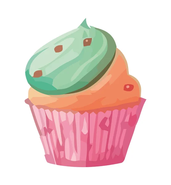 Bonito Cupcake Glaseado Espolvorea Icono Aislado — Vector de stock
