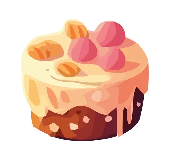 Gourmet Dessert Illustration Creme Cupcake Ikone Isoliert — Stockvektor
