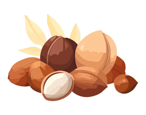 Nüsse Mix Snack Auf Weißem Hintergrund Symbol Isoliert — Stockvektor
