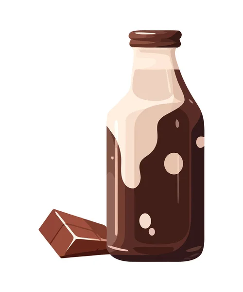 チョコレートドロップアイコンが分離された新鮮なドリンクボトルのアイコン — ストックベクタ