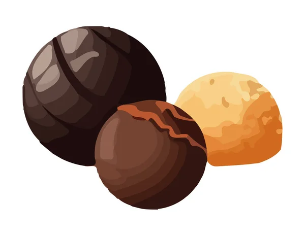 Icône Dessert Boules Gourmandes Chocolat Frais Isolé — Image vectorielle