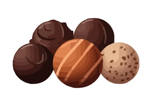 オーガニックスナック チョコレートボール グルメデザートアイコンを隔離 — ストックベクタ