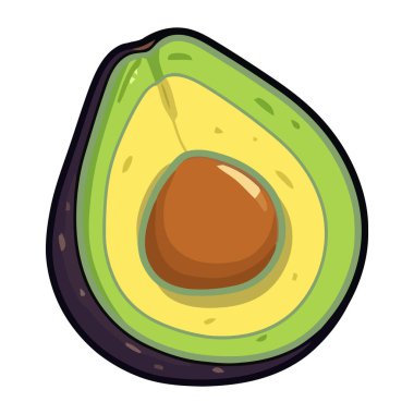 Taze avokado dilimi, sağlıklı atıştırmalık ikonu izole edilmiş.