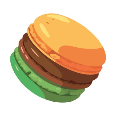 Çok renkli badem kurabiyeleri pişirilmiş tatlı ikon izole edilmiş.