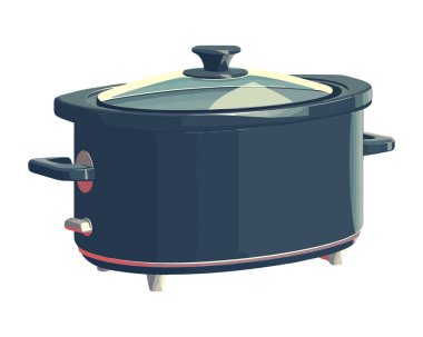 Paslanmaz çelik tencere, soba ikonunda izole edilmiş çorba kaynıyor.