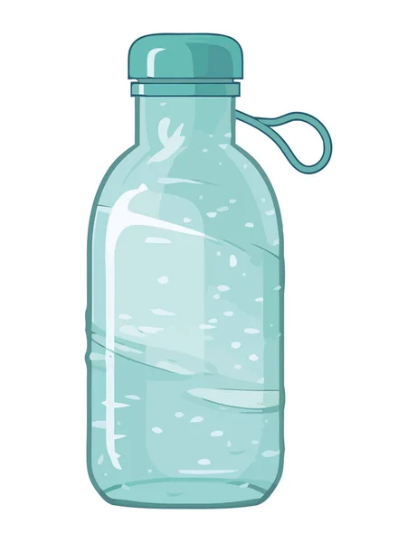 Botol Plastik Transparan Dengan Ikon Minuman Cair Biru Terisolasi - Stok Vektor