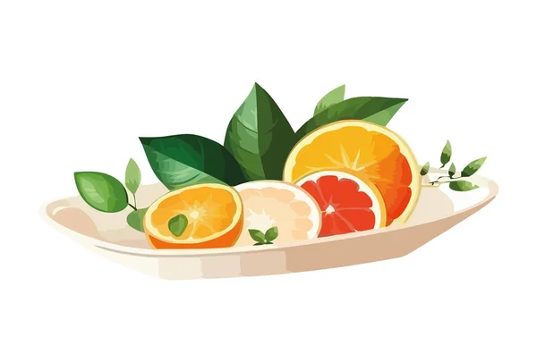 多汁柑橘类水果 成熟新鲜 健康饮食图标隔离 — 图库矢量图片