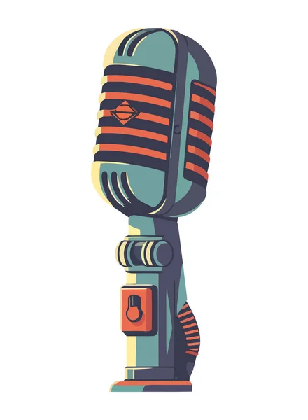 Microphone Old Fashionable Icon Isolated — Stock Vector