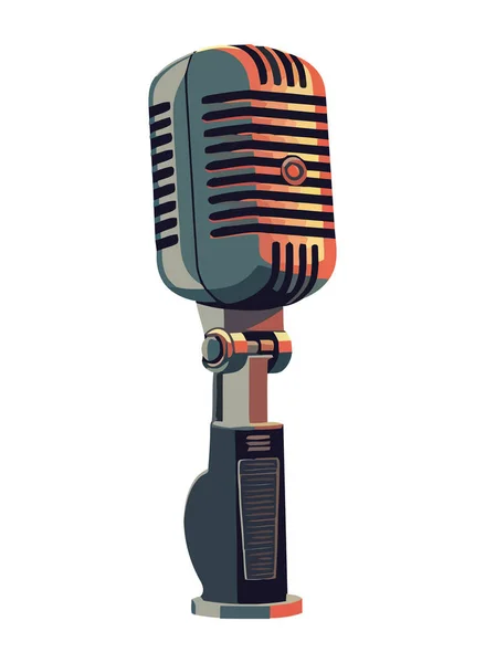 Microphone Métallique Icône Performance Créative Isolée — Image vectorielle
