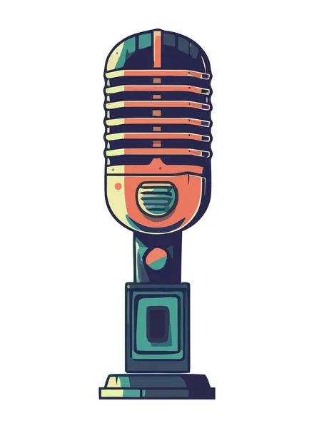 Microfone Antigo Ícone Radiodifusão Moda Antiga Isolado — Vetor de Stock