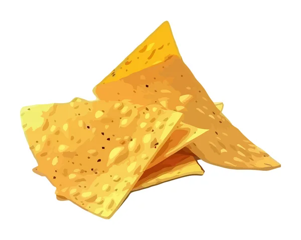 Lanche Nachos Crocante Com Ícone Fatia Chip Amarelo Isolado — Vetor de Stock