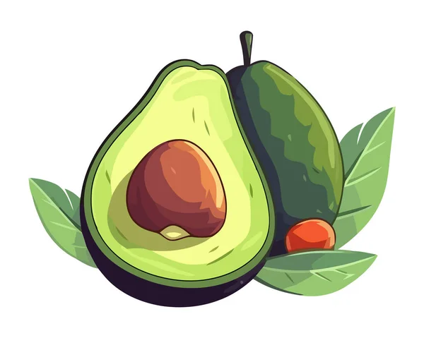 Fresh Avocado Slice Healthy Summer Snack Icon Isolated — Stock Vector