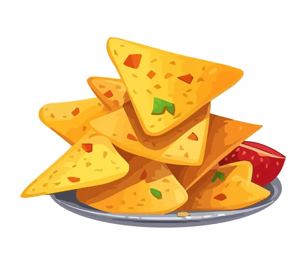 Gourmet Nachos Meal Fresh Vegetables Icon Isolated — Stock Vector