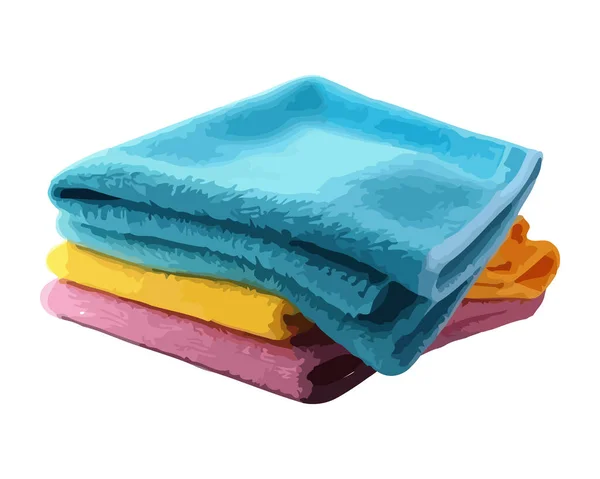 Een Schone Stapel Van Multi Gekleurde Handdoeken Pictogram Geïsoleerd — Stockvector